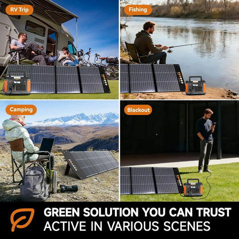 200W Monocrystalline Portable Folding Solar Panel Charger in RV, fishing, camping, and blackout scenarios