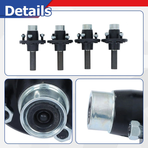 4 On 4 Trailer Axle Kit With Idler Hub And BT8 Round Spindle 2,000 Lb Capacity showing black coated hubs and spindles