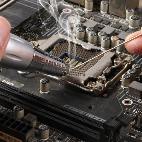 Using Extra Easy Silver Solder Wire For Jewelry Repair Kit With 1mm Medium Density Welding Wire Tools on circuit board
