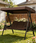 Universal 3 Seat Patio Swing Canopy Top Replacement Cover 75-Inch By 47-Inch All-Weather Waterproof Outdoor Shade For Porch Garden Backyard Red Top Only Weatherproof UV Resistant Easy Fit Durable Patio Swing Accessory on a garden swing