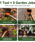 Long Handle 60 Inch 3 In 1 Weed Removal Tool Set With Hoe, Weed Rake, Grabber And Pruning Shears for garden tasks
