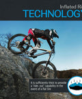 Mountain biker using Diamana HD Front And XHD Rear 27-Inch Tubeless Foam Tire Insert Set on rocky terrain, showcasing inflated ride technology.