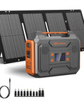 Portable Solar Generator 300W Power Station With Foldable 60W Solar Panel And 280Wh Battery Pack, Pure Sine Wave USB DC AC Outlets