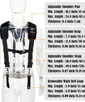 All Day Comfort 2.5 Inch Tool Belt Suspenders Set For Men Featuring EVA Padding And Breathable Neoprene Lining Six Piece Set displayed on mannequin