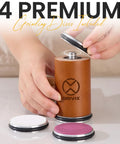 Rolling Knife Sharpener Kit With Magnetic Base And Four Angle Base, 3.86 Inch Longer Wooden Roller, four grit discs included