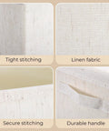 Hardcore Cotton Linen Storage Bins With Lids showing tight and secure stitching detail on durable fabric.