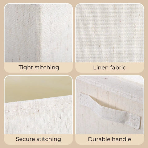 Hardcore Cotton Linen Storage Bins With Lids showing tight and secure stitching detail on durable fabric.