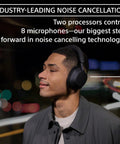Man wearing WH-1000XM5 Premium Noise Canceling Headphones With Auto NC Optimizer All Day Battery Life Dope Sound Alexa Voice Control
