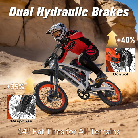 Rider on T300 Electric Bike For Adults And Teens With 2000W Peak Motor 48V 23Ah Battery 31 MPH Top Speed on desert terrain