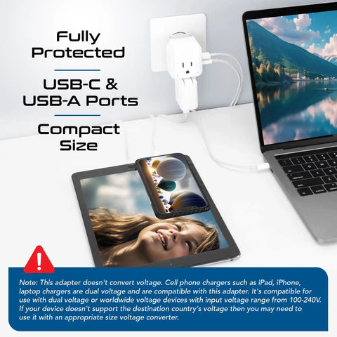 Must Have European Travel Adapter Set With 20W PD And QC powering devices via USB-C in a modern setup