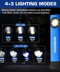 Rechargeable Pocket Flashlight With Dual Led And Cob, Uv Light, 600 Lumens, Magnetic Base; blue light modes display