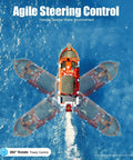 Four-Stroke 7.5HP Gas Outboard Motor with forced air cooling showing agile steering control on boat in blue water
