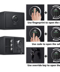 Fingerprint Safe Box For Home Security Grab And Go Quick Access Safe for cash and jewelry with fingerprint and digital lock.