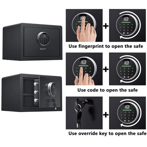 Fingerprint Safe Box For Home Security Grab And Go Quick Access Safe for cash and jewelry with fingerprint and digital lock.