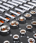 104 Piece Three Eighths Inch Drive Master Metric Socket Set With Foam Storage Tray Includes 6 And 12 Point Sockets