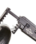 Close-up of 90-Degree Locking Grip Hose Clamp Pliers gripping a hose, demonstrating secure clamp removal with heavy-duty design.