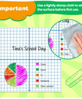 Giant Magnetic XY Coordinate Grid Paper for Whiteboards with pie chart and cleaning instruction, 26 Inch Square Grid Split Into Four Panels.