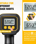 1800W Hot Air Heat Gun With LCD Display showing 1202°F and Celsius conversion option, includes unit switching key