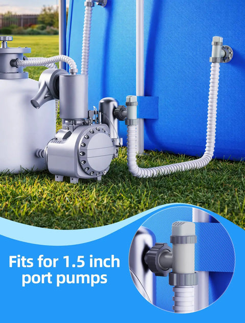 Above Ground Pool Inlet And Return Replacement Kit With Plunger Valve And 1.5 Inch Outlet Strainer Connector installed
