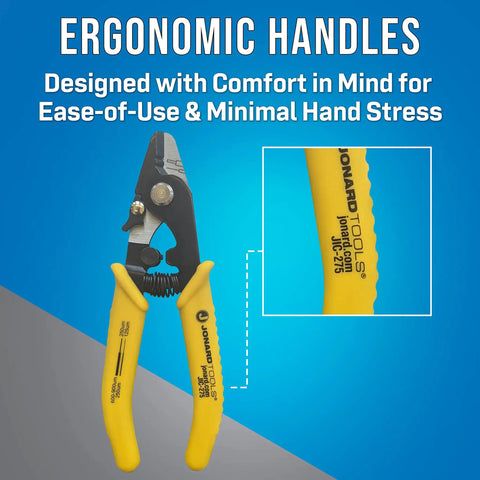 Fiber Optic Stripper Two Hole For Quick Cable Prep, ergonomic yellow handles for Pro Grade Tool For Telecom Cabling