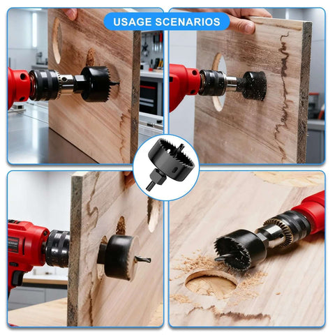 11-piece hole saw kit with mandrels and bits in a storage box for 3/4 in to 2-1/2 in holes in wood, plywood, drywall, and PVC