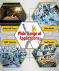 K Type Thermocouple Temperature Probe For Oven And Meat, 316 Stainless Steel Probe With Shielded Wire, shown in various applications