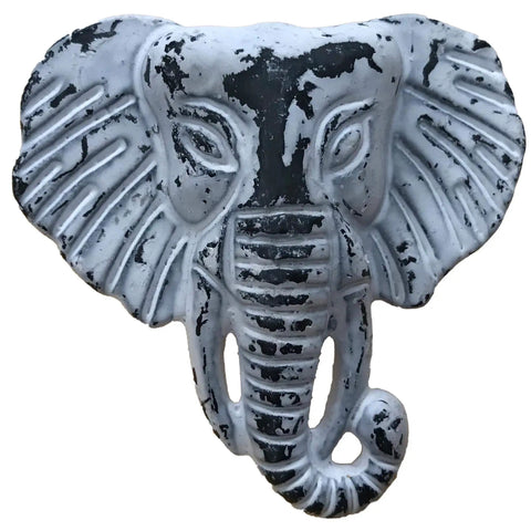 Dope 3 Inch Elephant Head Cabinet Knob Handle Pull For Gate Drawer And Cabinet In Black White Finish Decorative Wrought Iron Hardware With Mounting Bolts