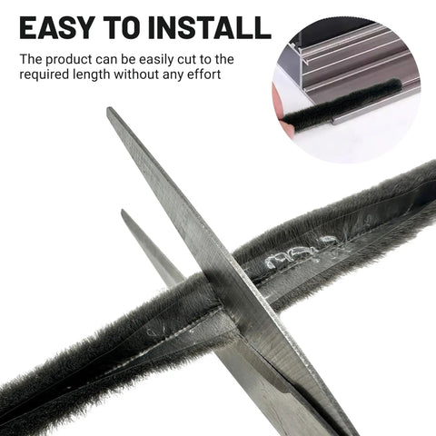 Hella Tough Weather Stripping Brush Door Seal Strip For Sliding Windows And Doors Cut To Fit Flexible Polypropylene Draft Guard Tape No Glue Needed Quick Install Fix being cut to required length with scissors.