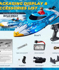 High Speed RC Boat For Pools And Lakes With LED Lights 25 KPH Remote Racing Speed Boat 2 4GHz Wireless Controller accessories