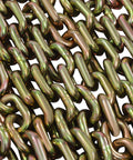 Close-up of chains from Heavy Duty Tie Down Kit With 5/16 To 3/8 Inch Chains And Ratchet Binders, 5400 Lbs Safe Working Load