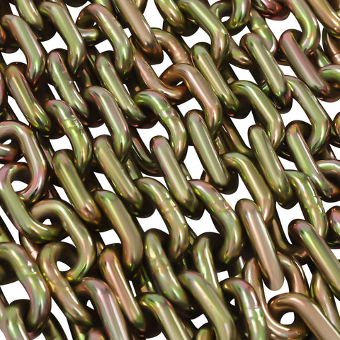 Close-up of chains from Heavy Duty Tie Down Kit With 5/16 To 3/8 Inch Chains And Ratchet Binders, 5400 Lbs Safe Working Load