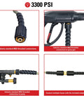 Morflex Series 3300 PSI Pressure Washer Hose for Cold Water Use, 25 Feet, showcasing M22 threaded connections