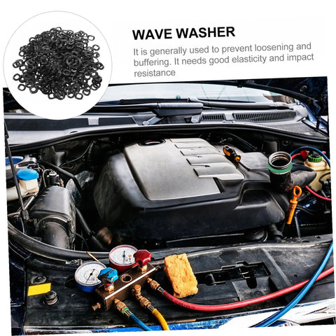 Spring Wave Washers Assortment Kit 500 Pieces Heavy Duty Spring Steel Gaskets For Automotive Home And Shop Use in car engine bay