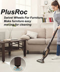 Woman vacuuming in living room with 8 Pack Self Adhesive Caster Wheels 1 Inch For Appliance Sliders And Furniture Storage Bins Low Profile