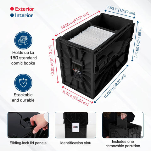 Heavy Duty Comic Bin Holds 150 Graphic Novels Stackable Collector Storage Box With Divider Partition To Safeguard Grail Stacks And Keep Your Haul Feeling Fresh