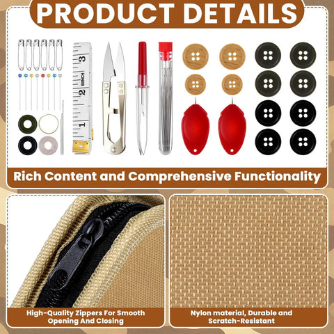EDC Ready Military Style Survival Sewing Kit Tactical Pack With Buttons, Durable Nylon, Compact Portable Repair Gear
