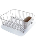 Disinfectant Dish Drainer Small White For Kitchen Countertop Compact Dish Drying Rack Keeps Counters Tidy And Germ Free