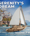 Serenity's Dream 3D Wooden Yacht Puzzle Kit For Grownups, DIY Model Building Hobby Craft With Moving Sails, Brain Teaser And Engineering Gift, Miniature Sailing Vessel For Builders And Puzzle Lovers. Wooden yacht model kit with white sails on water