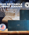Top Shelf High Carbon Steel Rectangle Card Scraper Set delivering knockout performance on fine woodworking projects, blue spring steel.