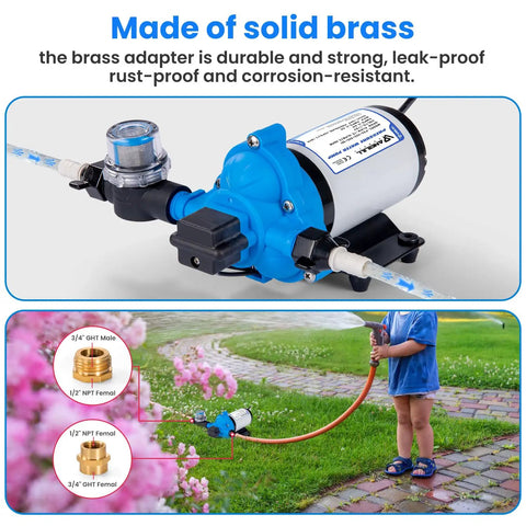 110V Water Transfer Pump With Self Priming Diaphragm Delivers 4.0 GPM At 45 PSI Quiet Operation shown in garden setting