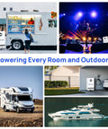 48V 300Ah LiFePO4 Lithium Battery 16kWh Top Shelf Solar Storage powering food truck, RV, home garage, and yacht.