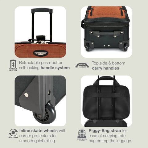 Amsterdam Softside Expandable Luggage With Rolling Wheels Gray 29 Inch Durable 1200D Polyester showing handles and wheels