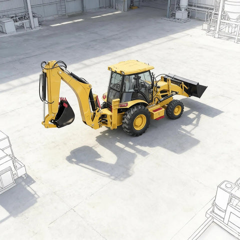 Compact Four Wheel Drive Backhoe Loader Tractor Mounted Digger With Versatile Attachments in warehouse