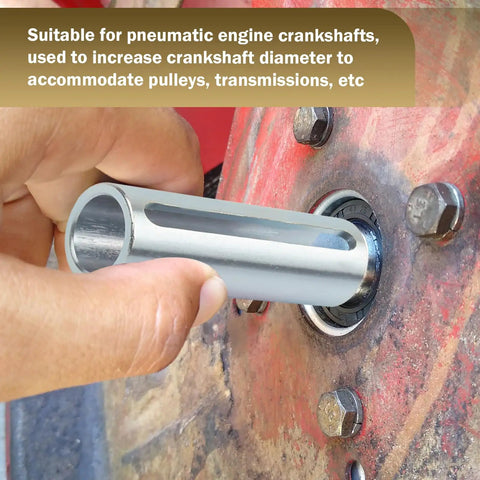 Hand inserting stainless steel shaft sleeve adapter into engine for Shaft Sleeve Adapter And Pulley Kit For Three Quarters To One Inch Shafts Built Tough In Stainless Steel With Step Key And Pulley Bore Reducer Bushing Sheave And Key Set For Gas Engines And Motors