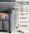 Power Recliner Chair For Adults With Remote Stepless 105 To 165 Degree Recline Chenille Upholstery cushioning layers detail