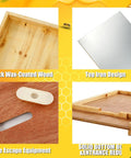 Beekeeping Beehive 3-Piece Parts Kit with Top Cover, Inner Cover, and Bottom Board showing wax-coated wood and iron design