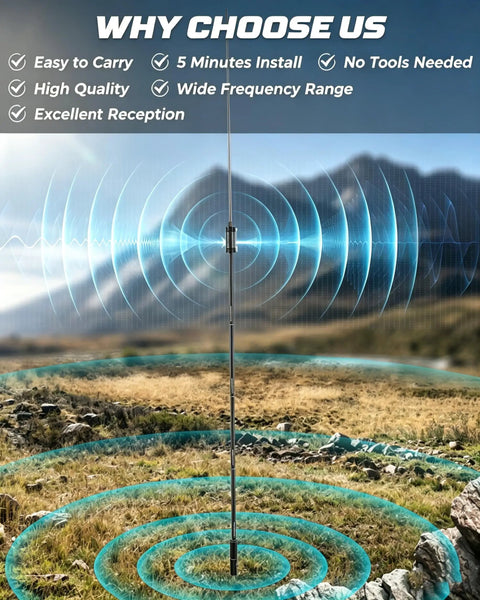 Multiband HF Antenna for Ham Radio 7 to 50 MHz Eight Band Vertical Antenna With Low SWR Under 1.1 setup in outdoor field