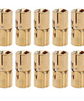 Polished Brass Hidden Cabinet Hinges 10 Pack M10x22mm 180 Degree Concealed Cylindrical Hinges for Jewelry Box