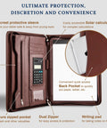 Career Game Changer Business Padfolio With Heavy Duty Zipper Closure Crafted From Smooth Pu Vegan Leather featuring a tablet sleeve and organizer.