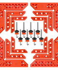 90 Degree Corner Clamp Set For Woodworking Right Angle Tool Clamps For Cabinets Drawers Frames Shelves Includes 3 Inch 4 Inch 6 Inch Clamps Upgraded Adjustable Fixing Block For Fast Square Glueups, showing red clamps with metal fixing blocks